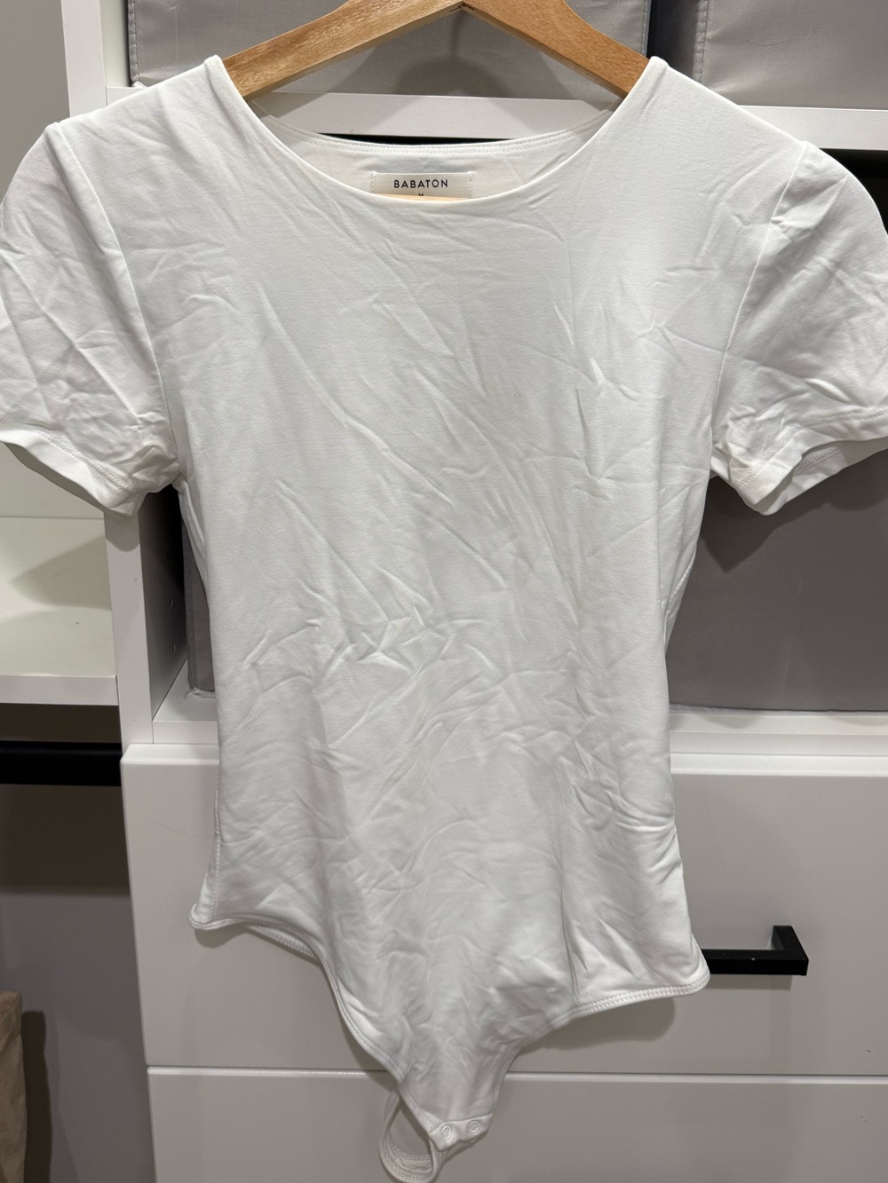 Babaton White Short-Sleeve Crew Neck Bodysuit